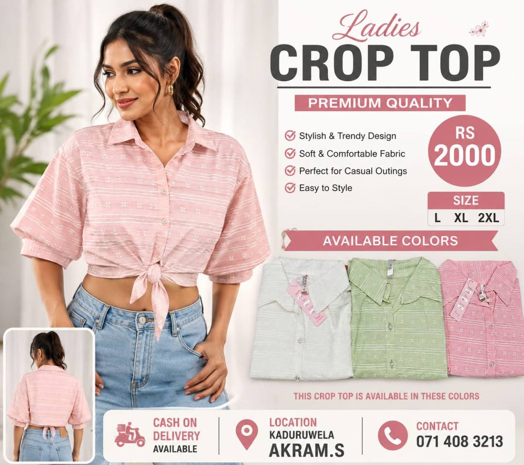 LADIES CROP TOP COLLECTION AVAILABLE
