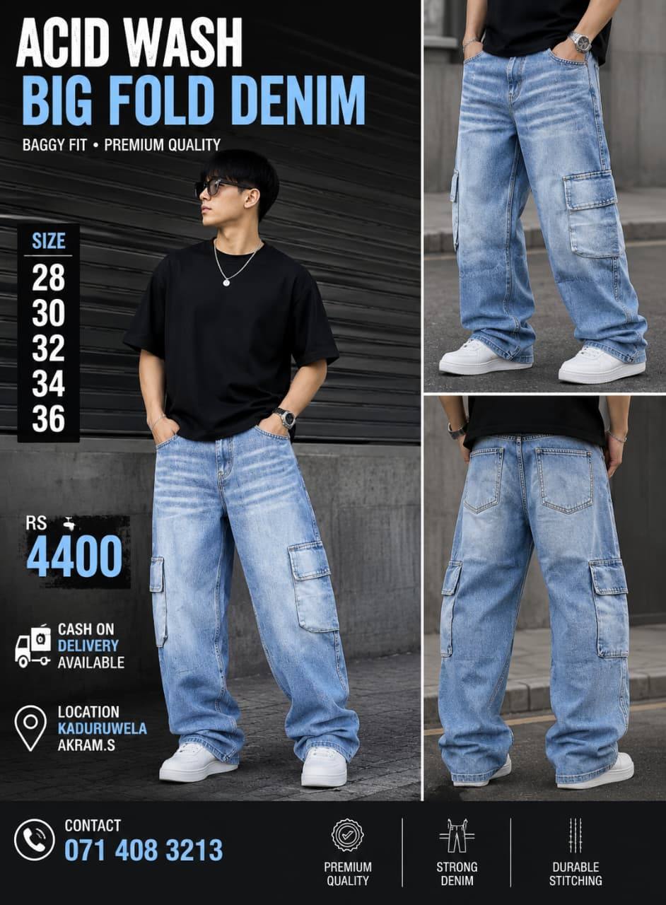 ACID WASH BIG FOLD DENIM