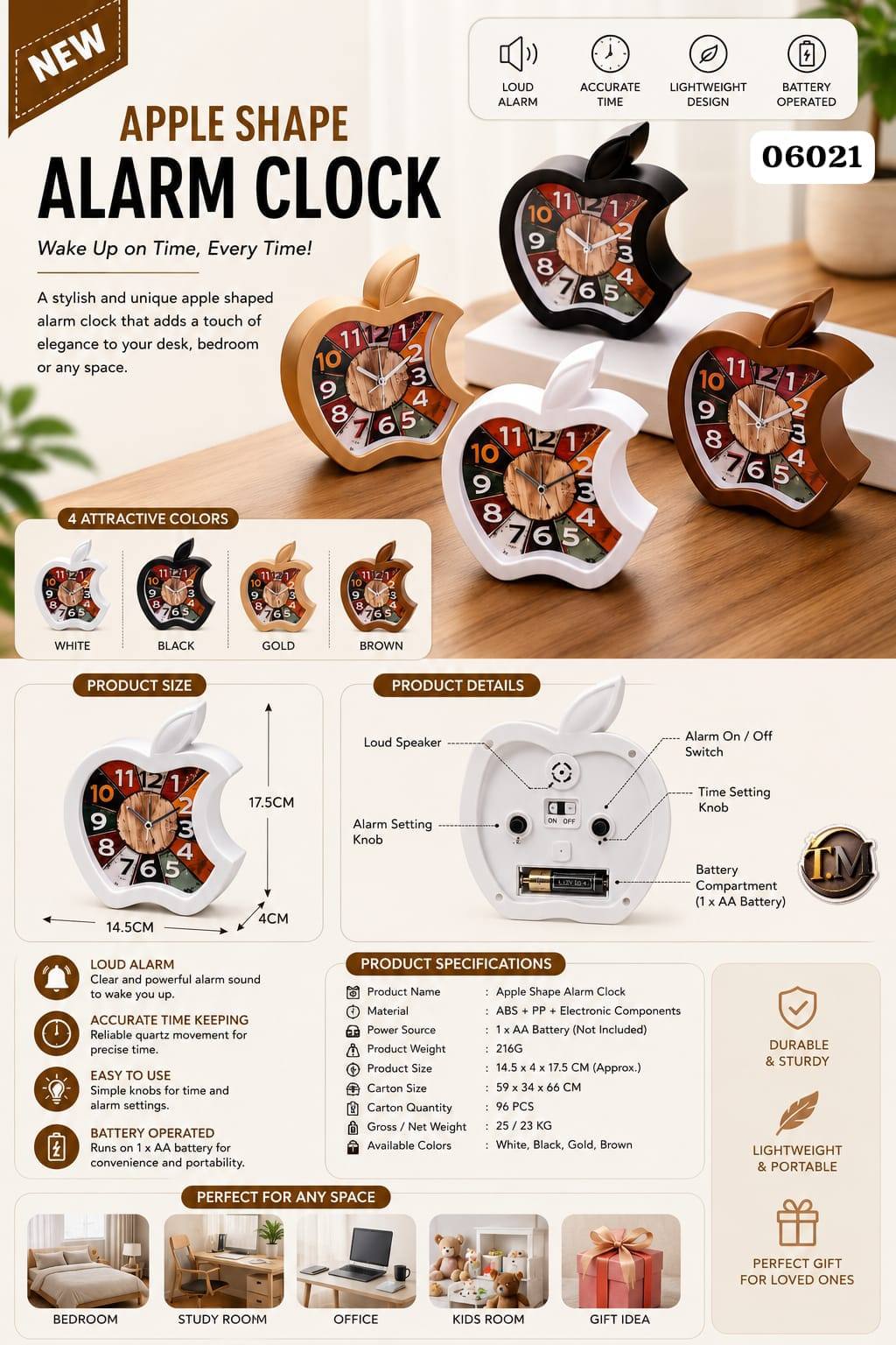 Apple Shape Alarm Clock