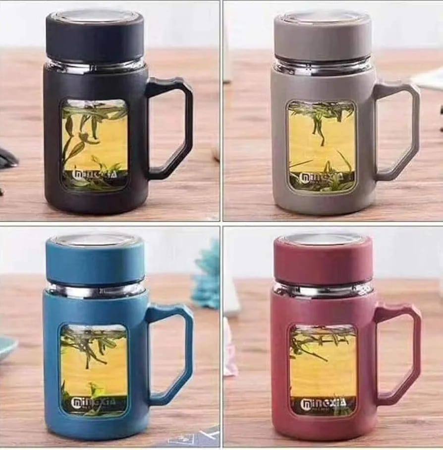 500ML BOROSILICATE GLASS TEA MUG WITH AIRTIGHT LID FOR SALE