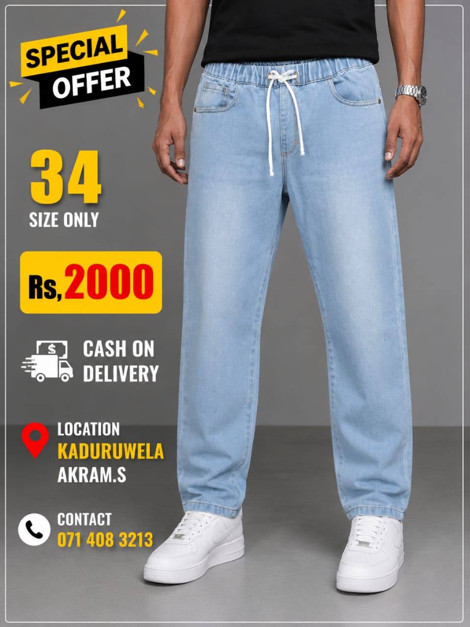 Men's Light Blue Ripped Denim Jeans