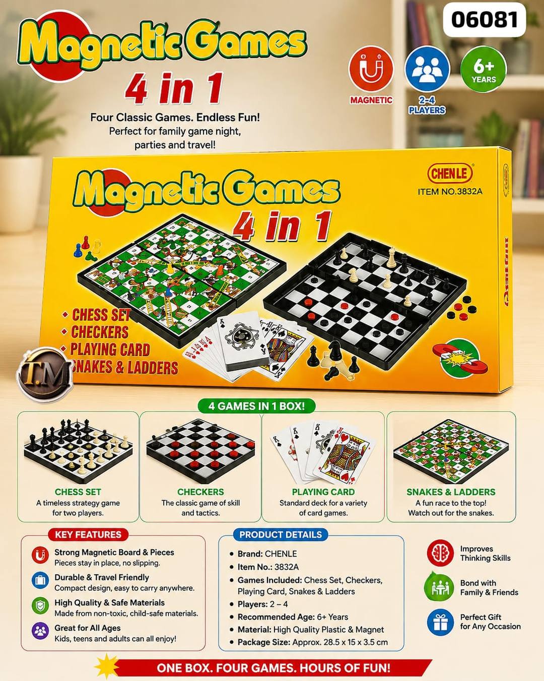 4 IN 1 MAGNETIC GAMES