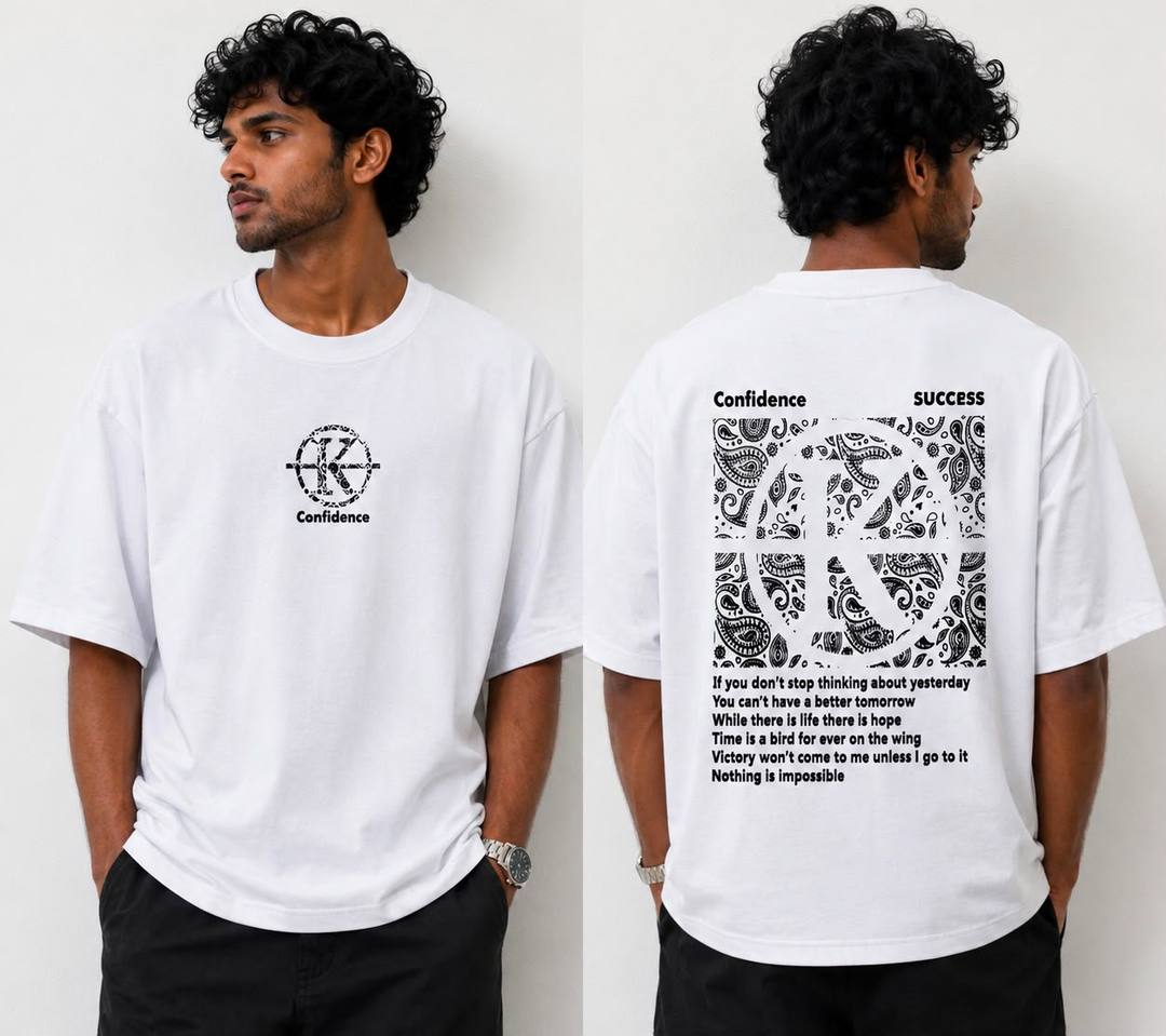White Over Sizes Back Print T-Shirts