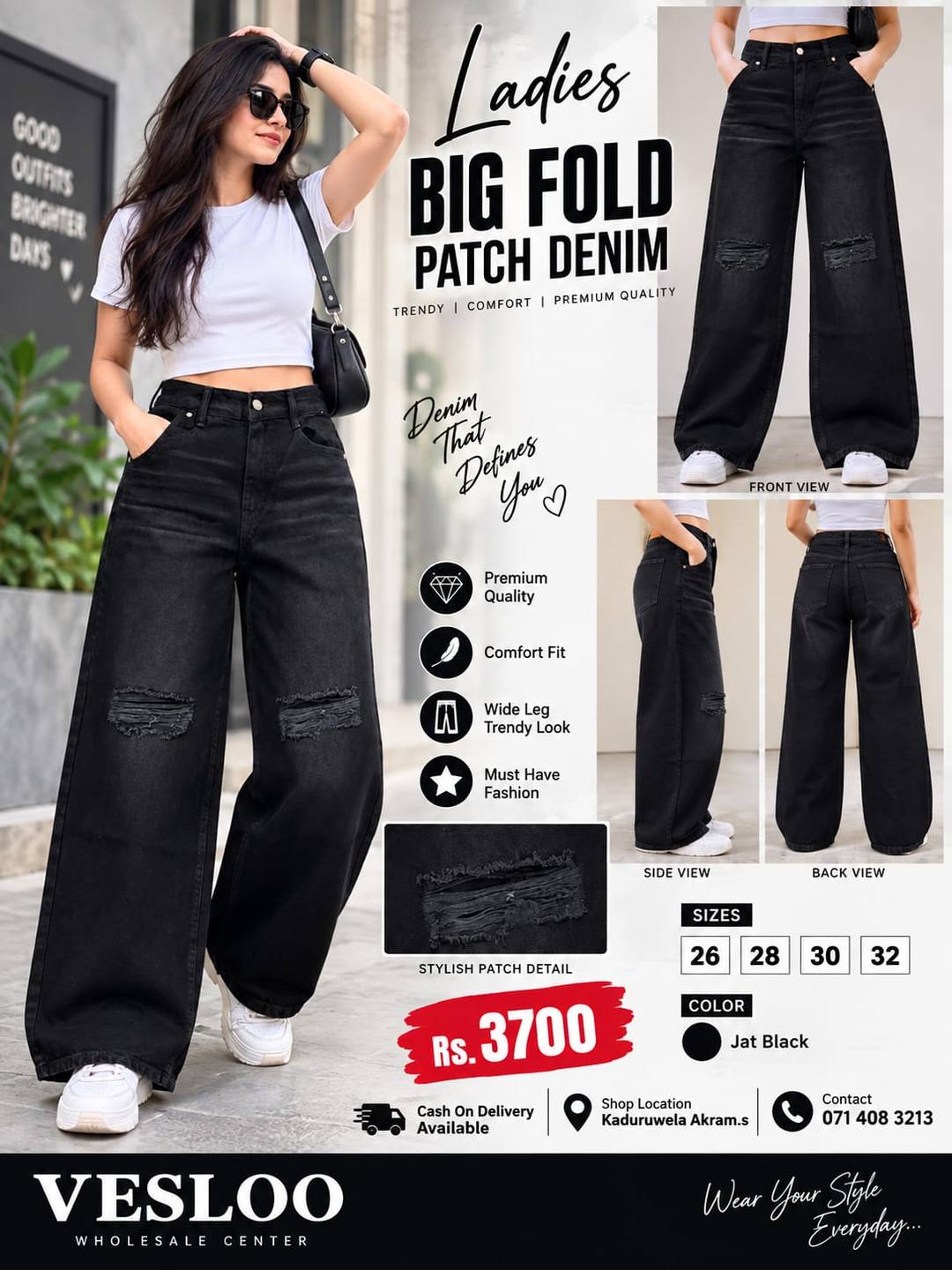NEW ARRIVAL LADIES BIG FOLD PATCH DENIM