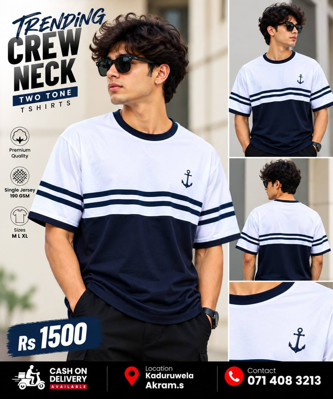 TRENDING CREW NECK TWO-TONE T-SHIRTS ON SALE