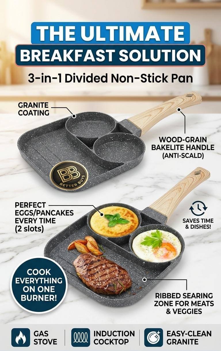 🍳✨ 3-IN-1 DIVIDED NON-STICK PAN ✨🍳