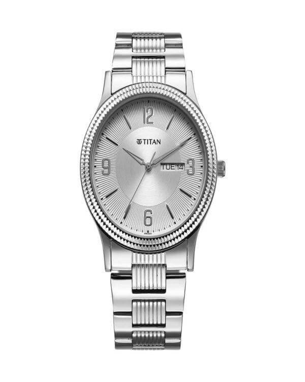 TITAN KARISHMA GENTS UPGRADES QUARTZ ANALOG SILVER DIAL SILVER STAINLESS STEEL STRAP MEN’S WATCH