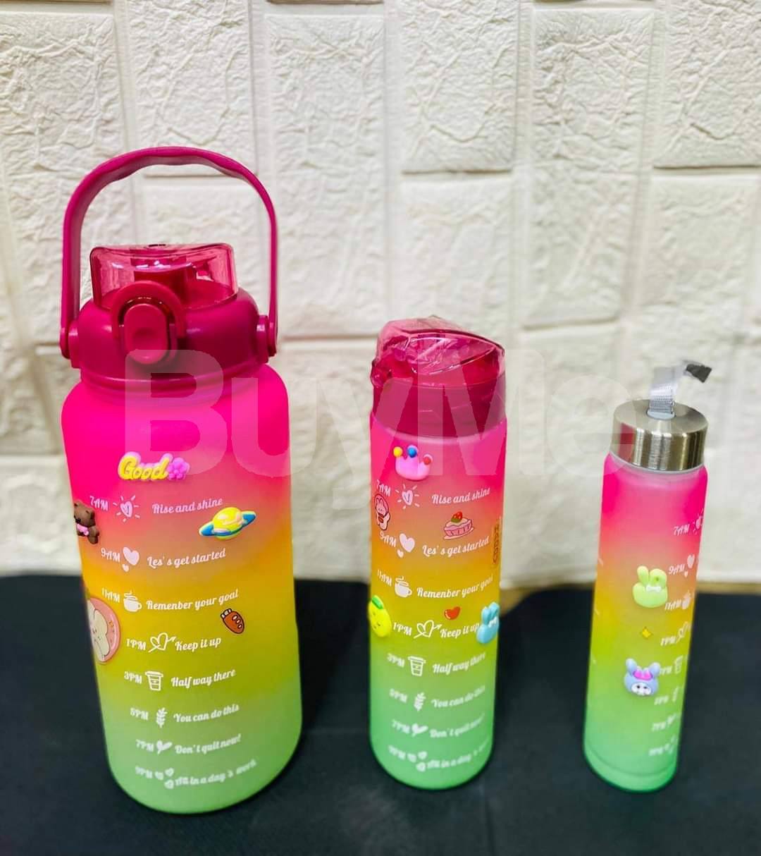 SET OF 3 WATER BOTTLE WITH MOTIVATIONAL