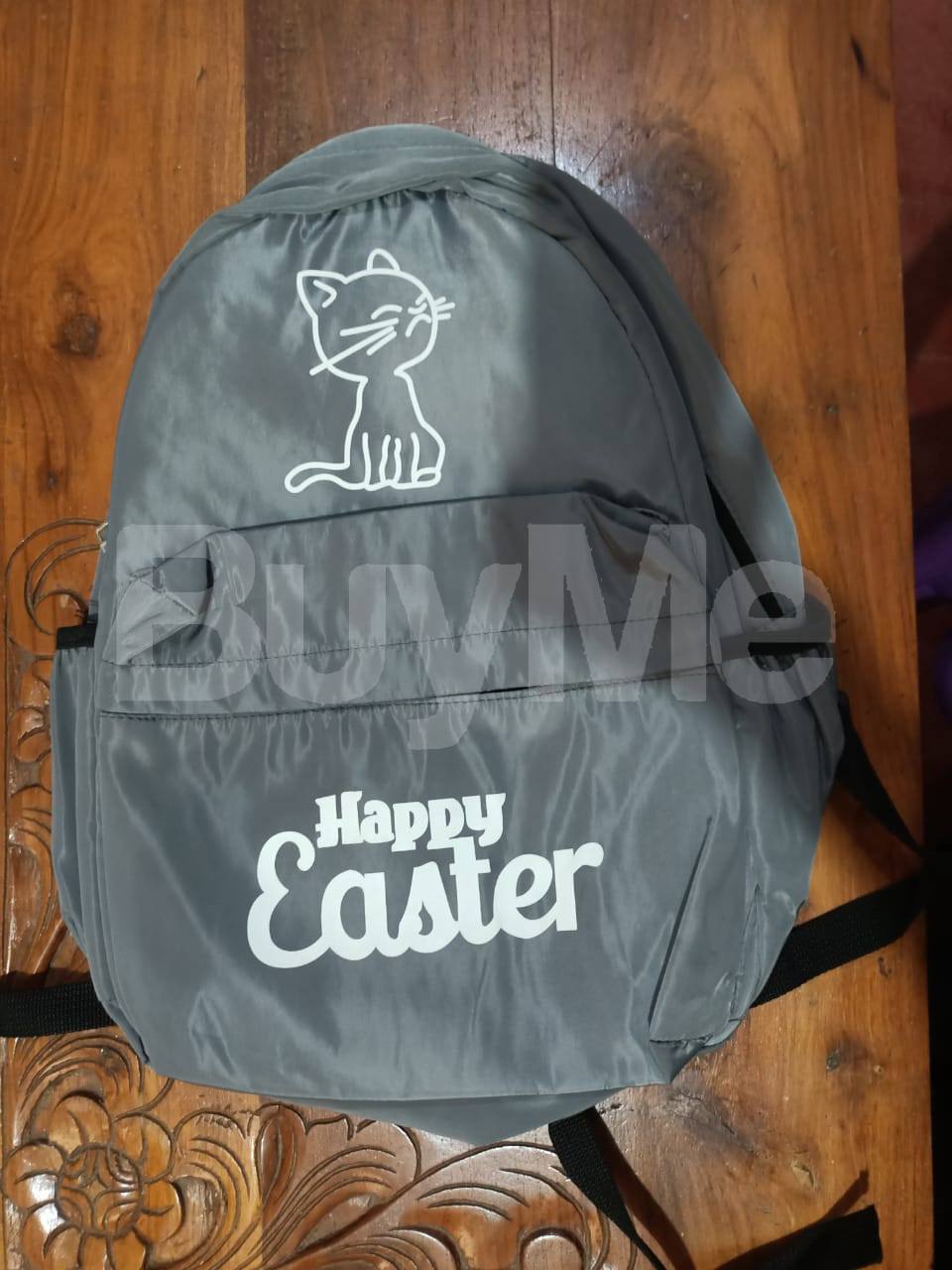 HAPPY EASTER PRINTED KID BAG - ASH