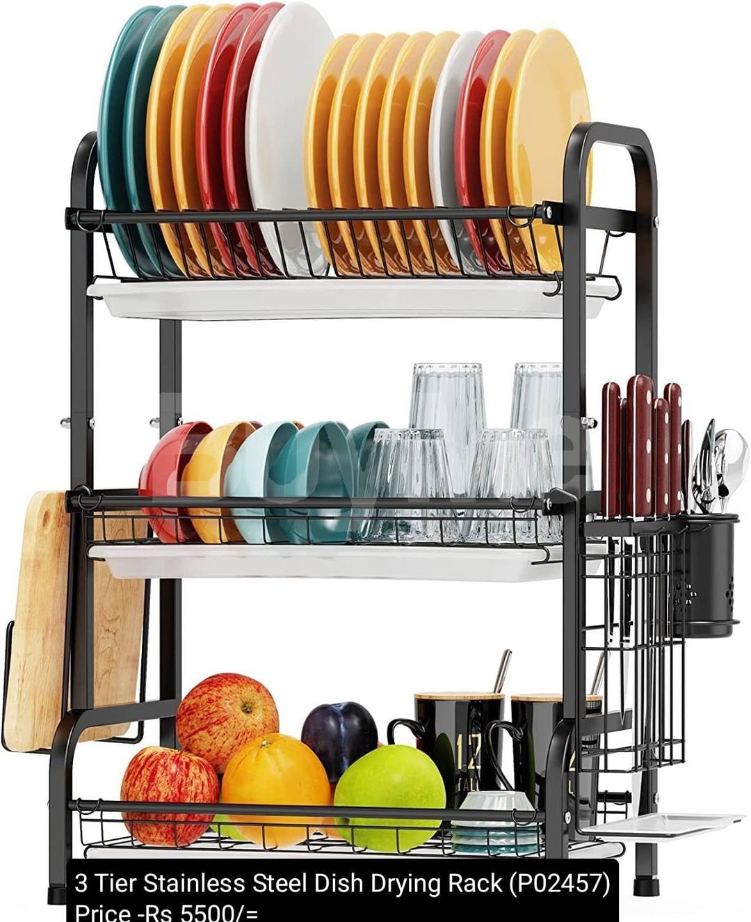3 TIER STAINLESS STEEL DISH DRYING RACK