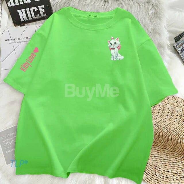 KITTY LOVE BAGGY TSHIRT - LIGHT GREEN