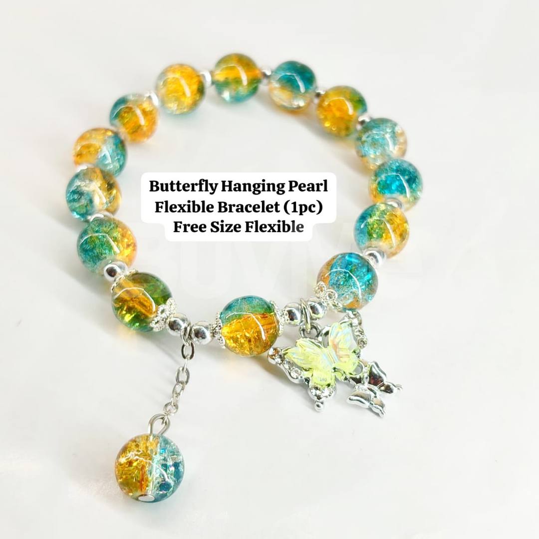BUTTERFLY HANGING PEARL FLEXIBLE - BRACELET