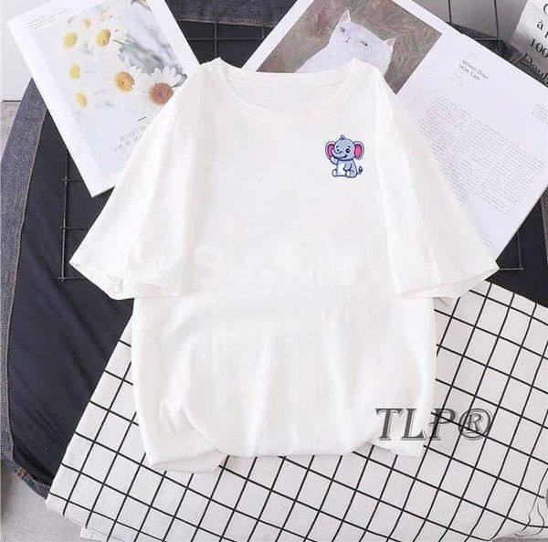 ELEPHANT PRINTED BAGGY TSHIRT - WHITE