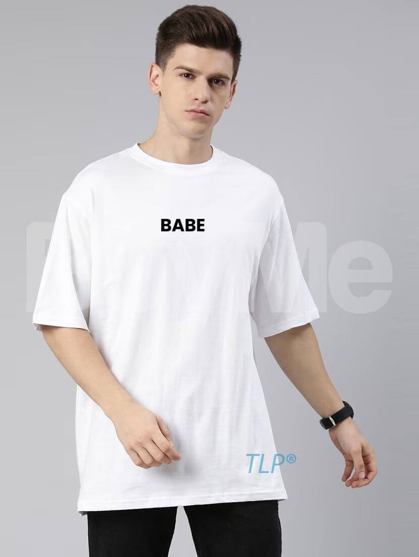 BABE PRINT BAGGY TSHIRT - WHITE