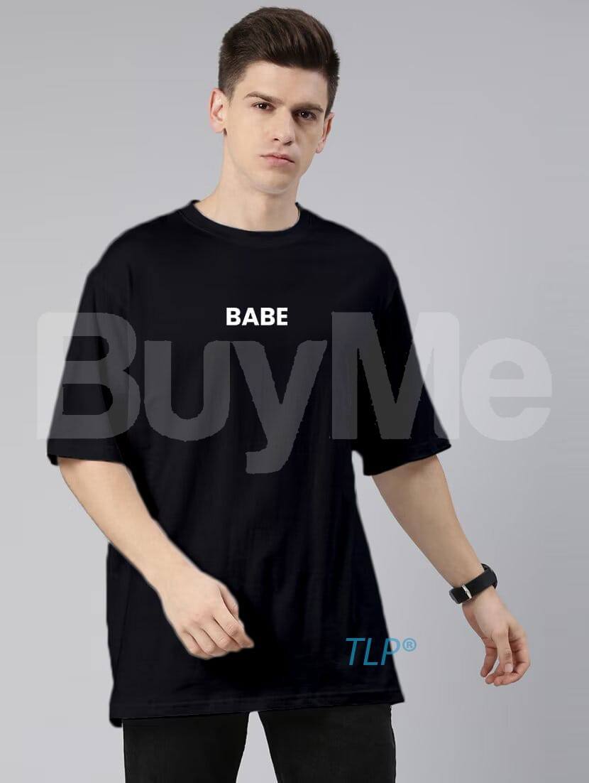 BABE PRINT BAGGY TSHIRT - BLACK