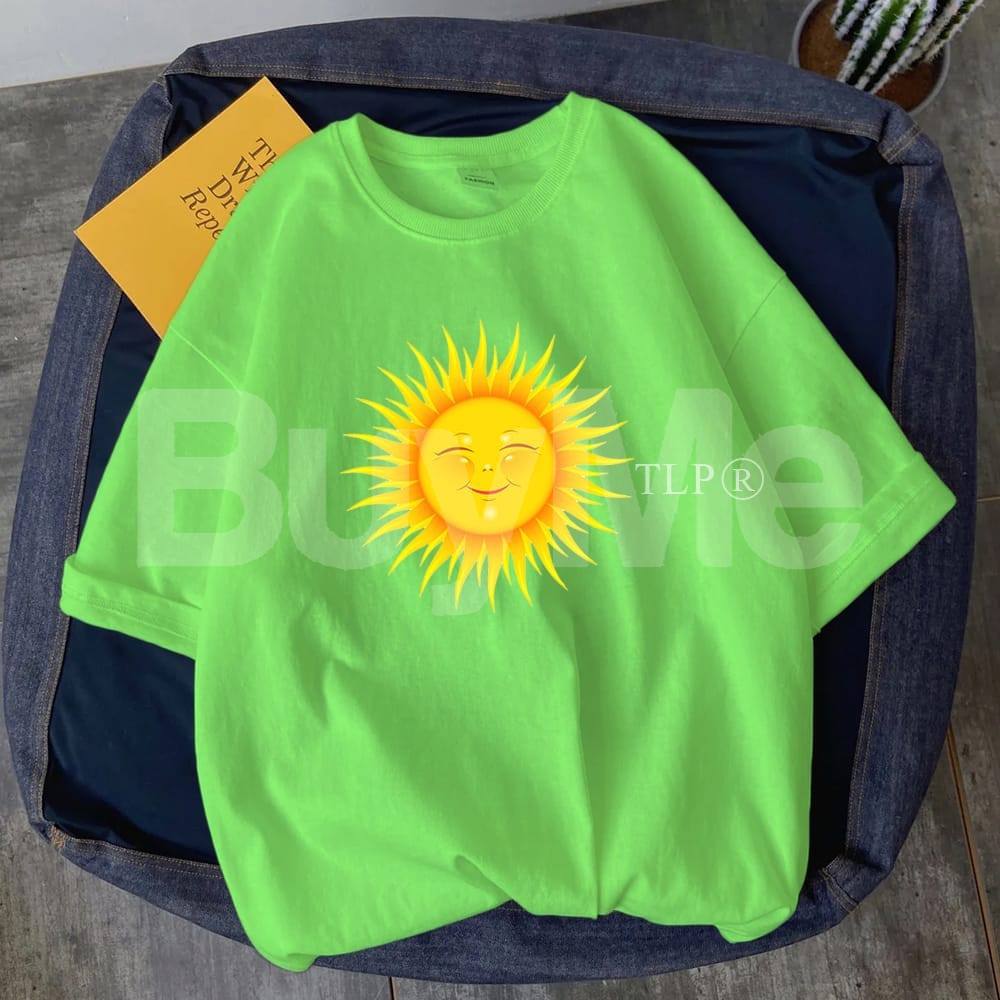 SUN PRINTED BAGGY TSHIRT - LIGHT GREEN