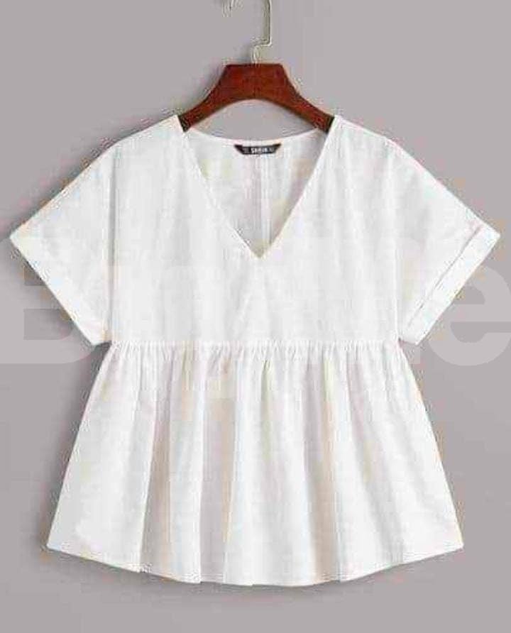 FLARED HALF SLEEVE V-NECK TOP
