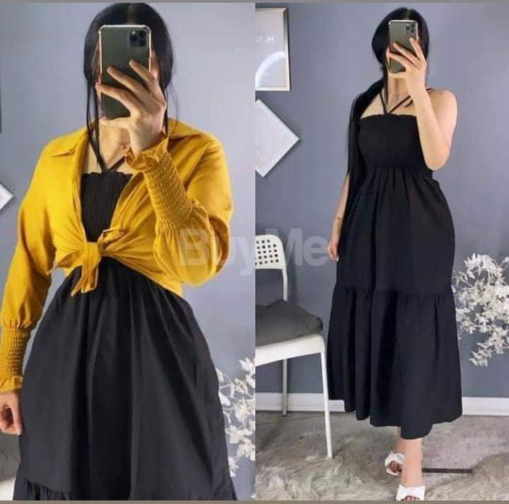 COAT WITH FROCK - BLACK