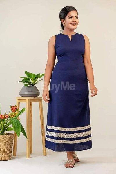 SLEEVELESS LONG FROCK - DARK BLUE