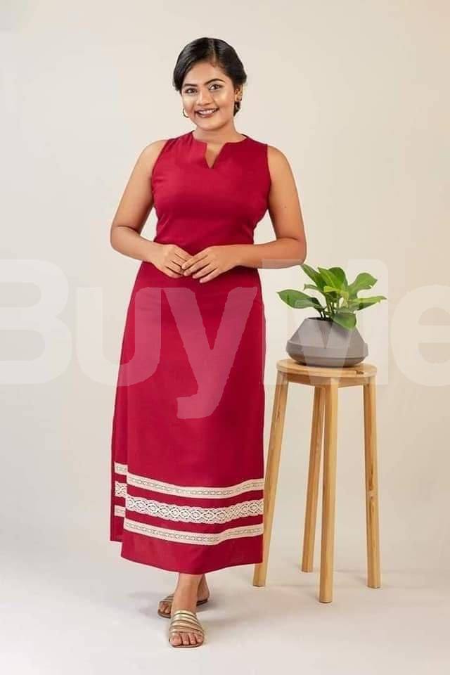 SLEEVELESS LONG FROCK - RED