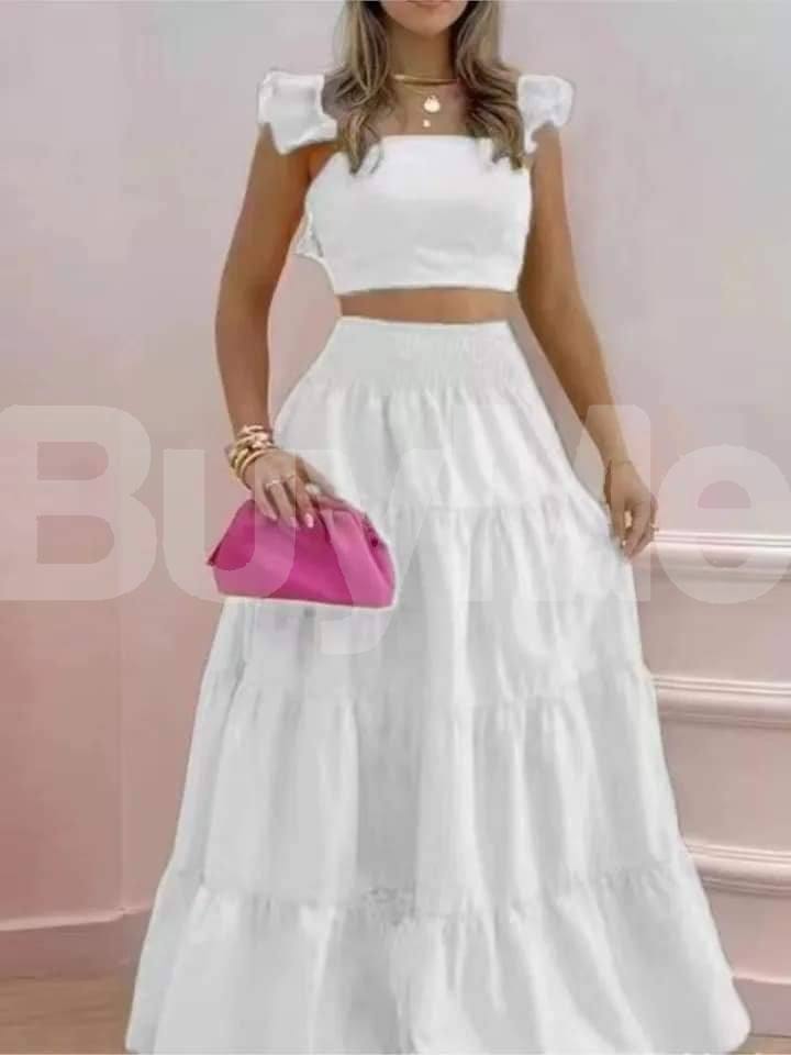 SKIRT & CROP TOP - WHITE