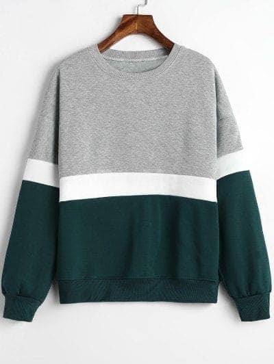 3 TONE UNISEX TSHIRT - GREEN , WHITE & GREY MIX