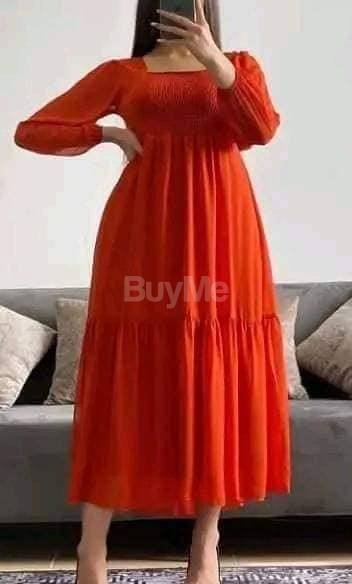 FULLSLEEVE LONG FROCK - ORANGE