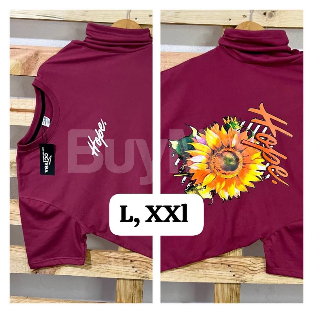 SUNFLOWER PRINTED TSHIRT - MAROON
