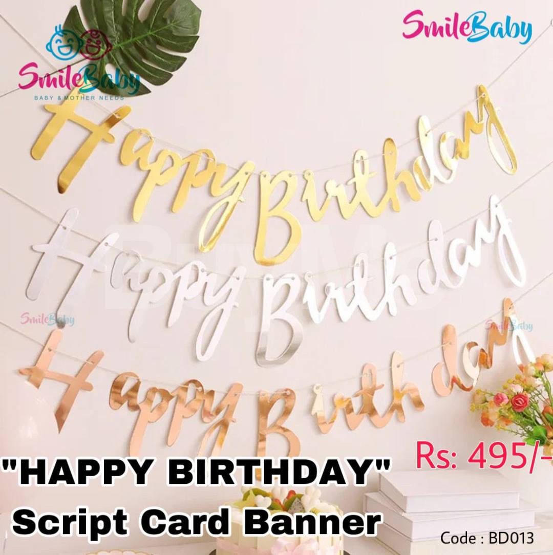 HAPPY BIRTHDAY SCRIPT CARD BANNERS
