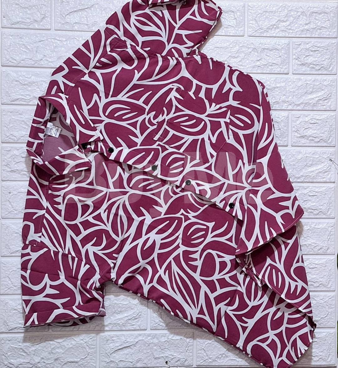MEN'S SHORT SLEEVE POPCORN SHIRT - PURPLE & WHITE MIX