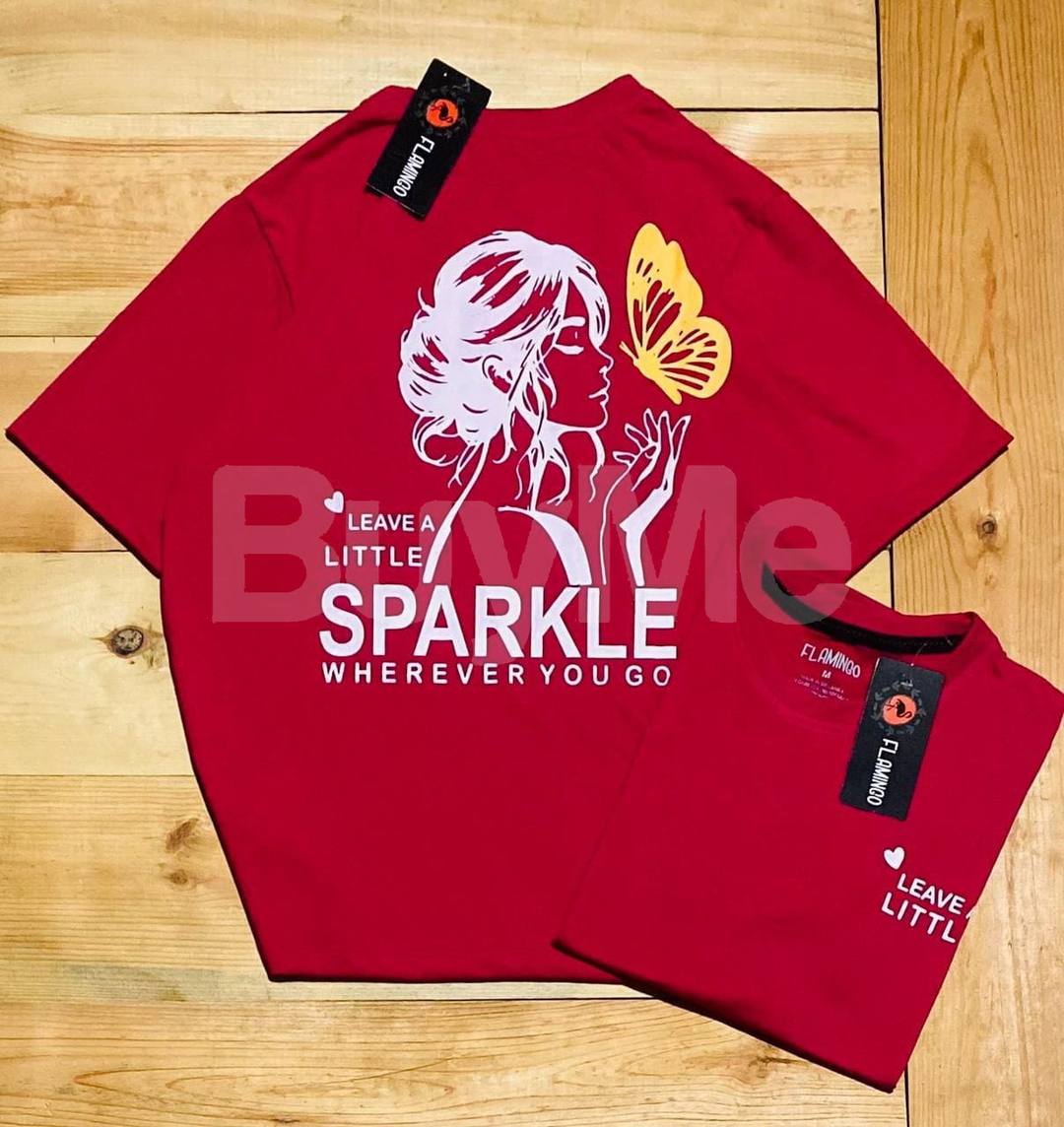 LADIES BACK PRINT BAGGY T SHIRT - RED