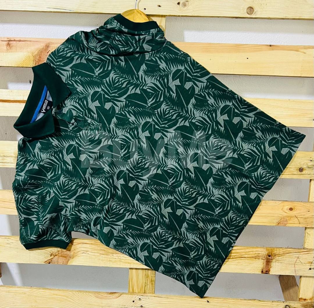 PRINTED COLLAR T-SHIRT - GREEN