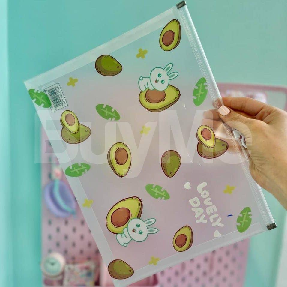 A4 FANCY TRANSPARENT FOLDER WITH AVOCADO DESIGN