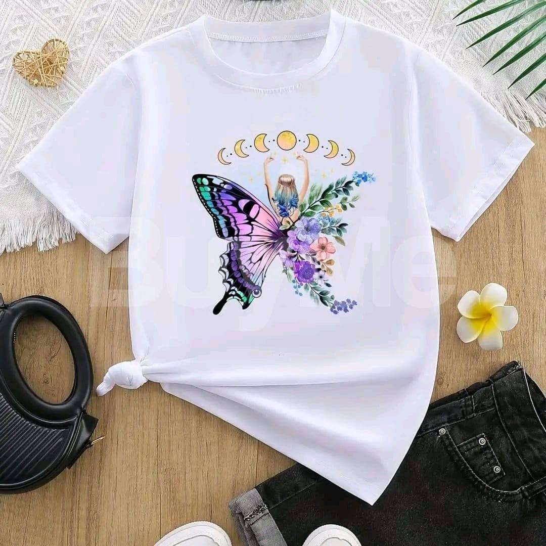 LADIES PRINTED T-SHIRT - WHITE