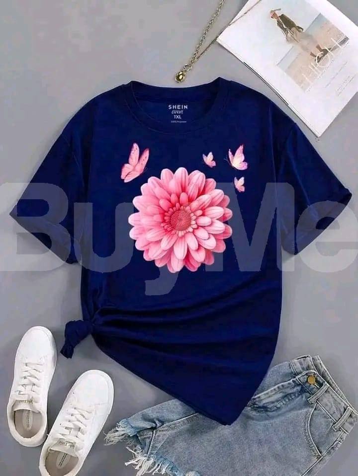 LADIES PRINTED T-SHIRT - BLUE