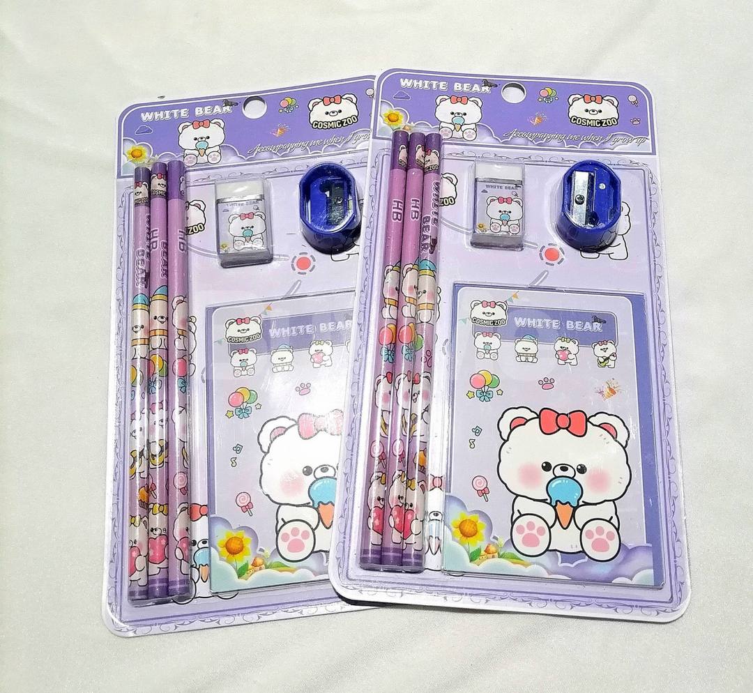 STATIONERY SET 6-IN-1 - WHITE BEAR THEME