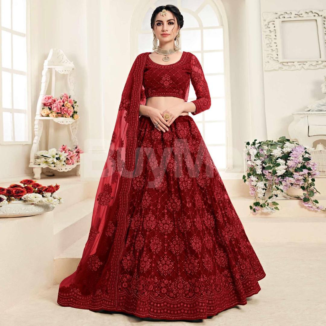 NET LEHENGA - RED