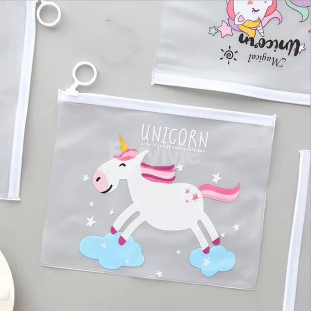 UNICORN PVC TRANSPARENT KAWAII WATERPROOF PENCIL CASE
