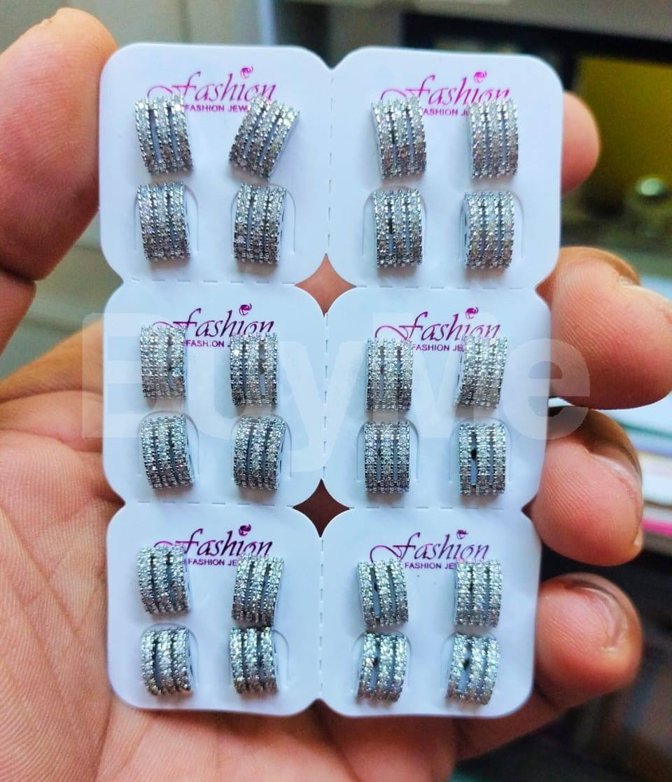 SILVER EARRINGS WITH STONE WORK
