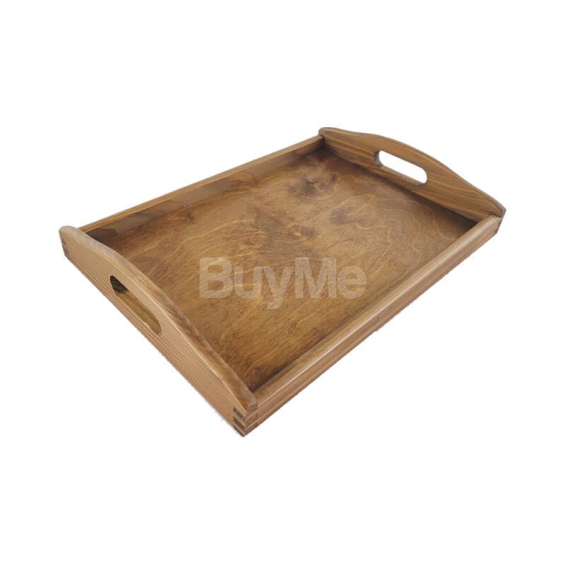 WOODEN BROWN SERVING TRAY - SQUARE SHAPED