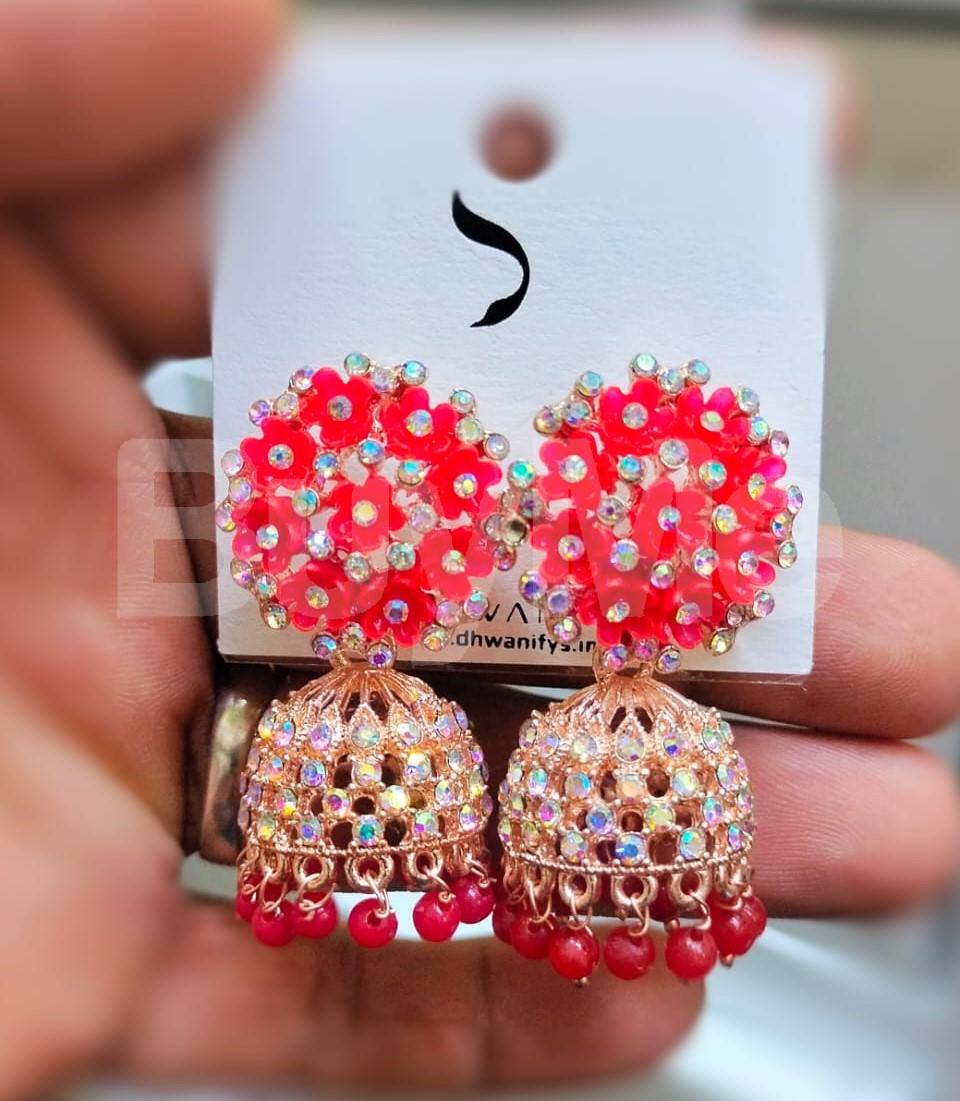 MUMBAI JUMKI EARRINGS - RED