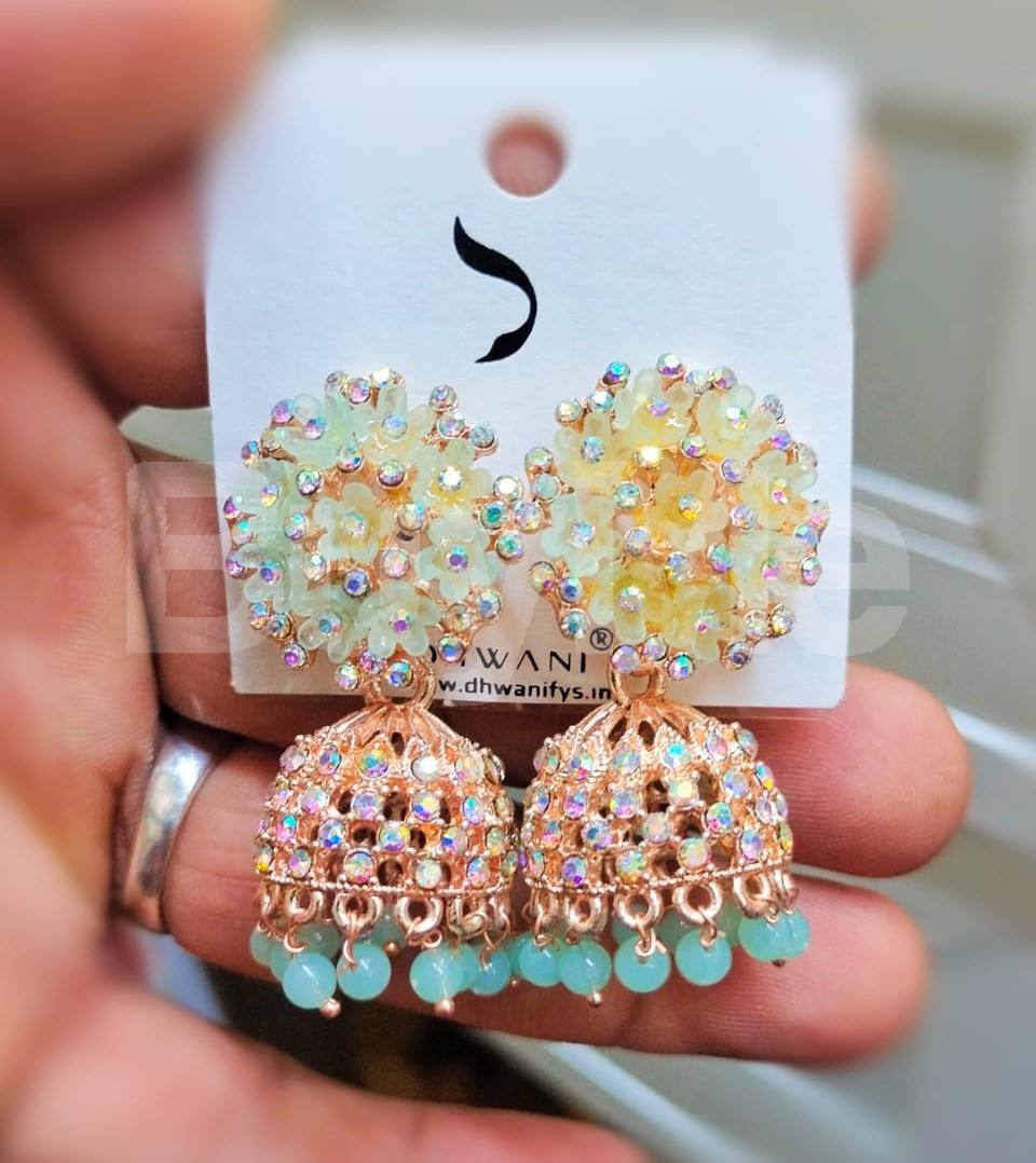 MUMBAI JUMKI EARRINGS - WHITE