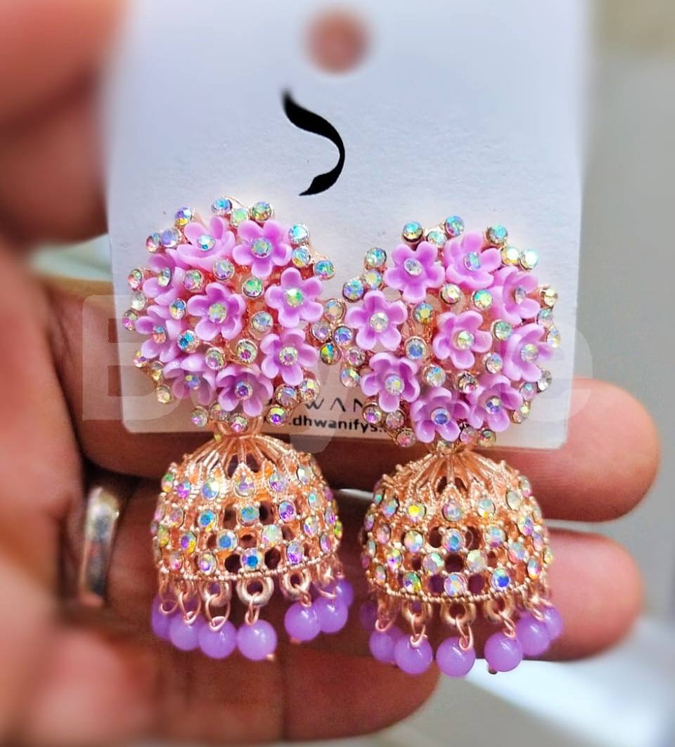 MUMBAI JUMKI EARRINGS - LIGHT PURPLE