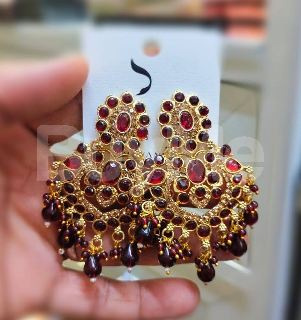 MUMBAI STYLE JUMKI EARRINGS - RED