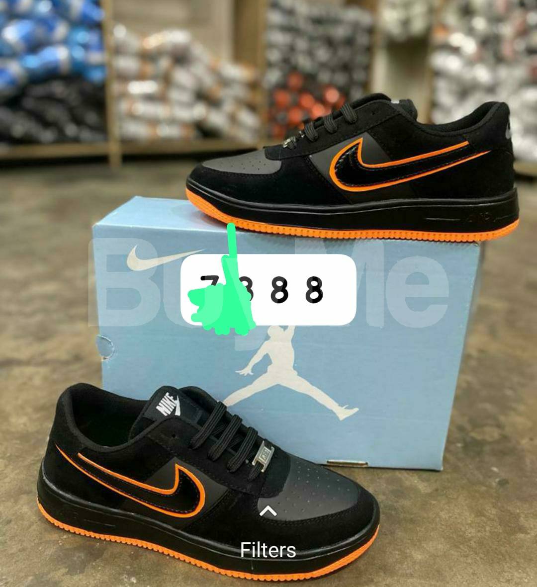 MIX BRAND 33B DESIGN 3- BLACK SHOE WITH ORANGE LINES
