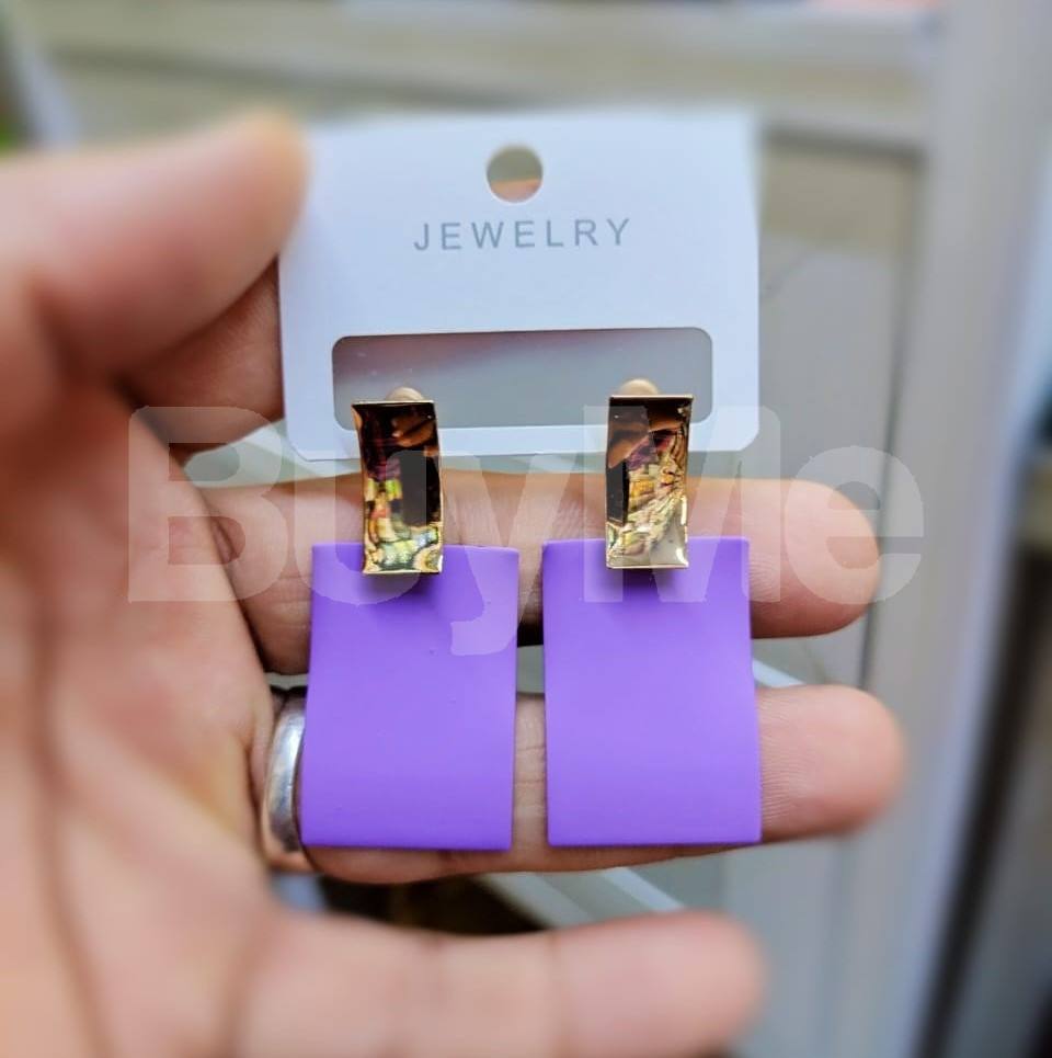 RECTANGLE SHAPED EARRINGS - LIGHT PURPLE