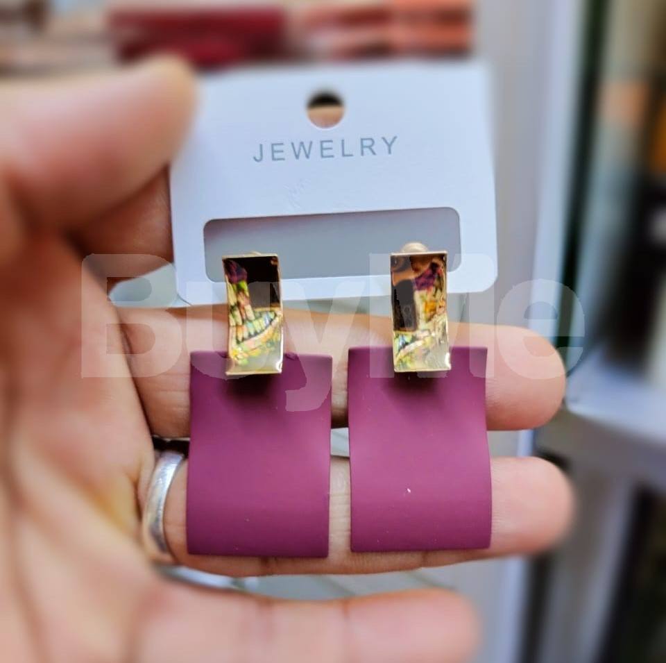 RECTANGLE SHAPED EARRINGS - DARK PURPLE