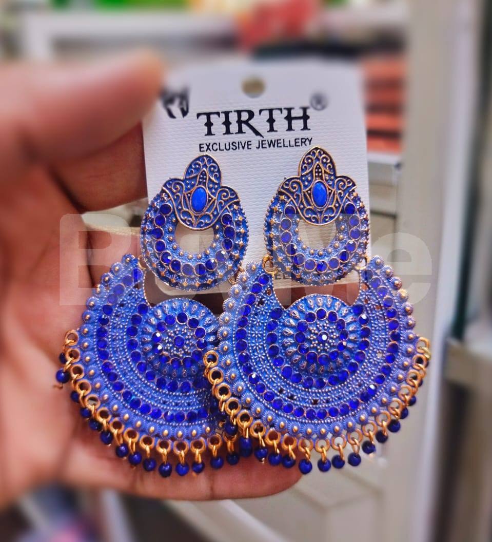 TIRTH LARGE EARRINGS - MID BLUE