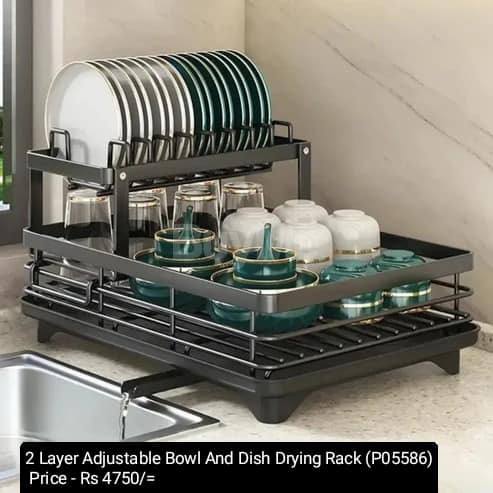 2 LAYER ADJUSTABLE BOWL AND DISH DRYING RACK
