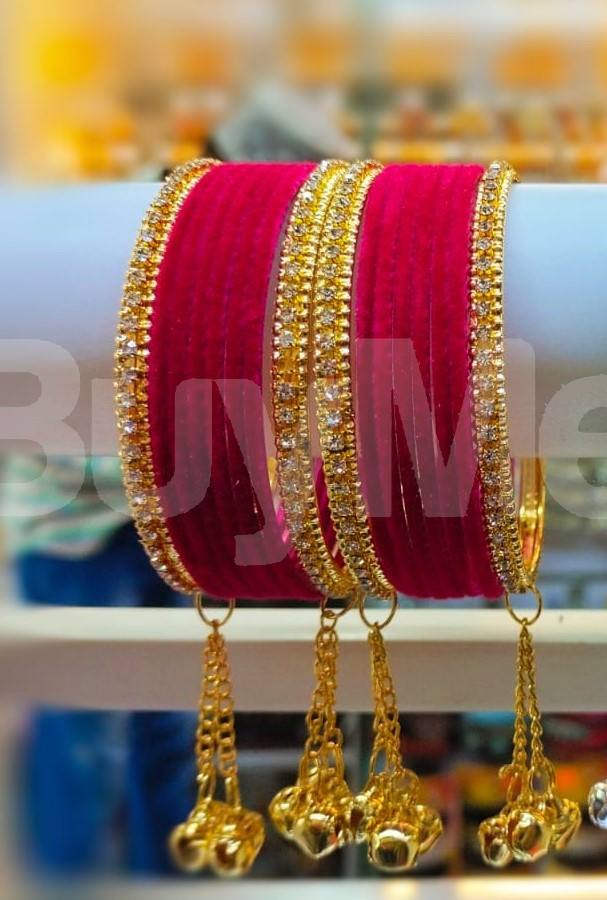 RED VELVET BANGLES WITH TASSELS BANGLES